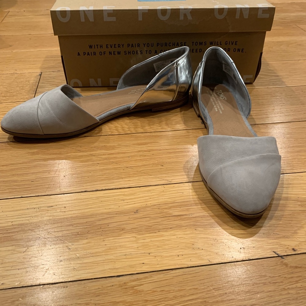 TOMS Jutti D’Orsay Flats, Grey/Silver Metallic